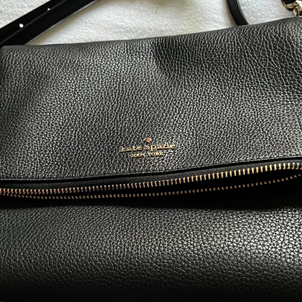 NWT Kate Spade NY Black Leather Adjustable Crossbody Purse - Picture 8 of 10